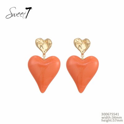 Hart oorbellen oranje