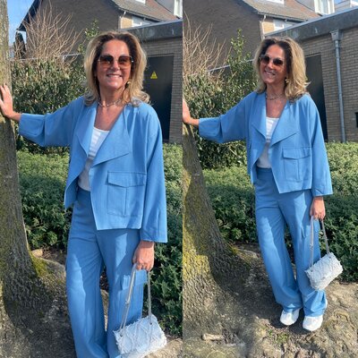 C&S Simone jacket denim mid blue