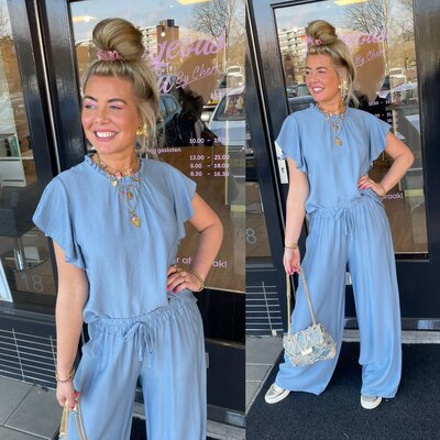 Tessa tweedelige set denim