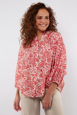 C&S Biella blouse sand/sweet red