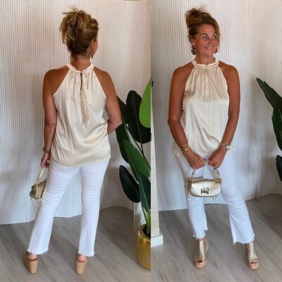 mila knoop top - champagne