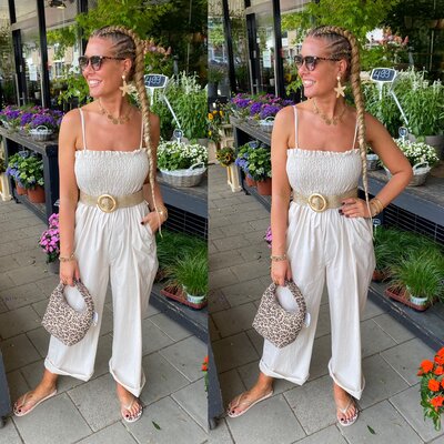 Offshoulder jumpsuit beige
