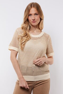C&S Annabelle knit top Wool White/Light Gold