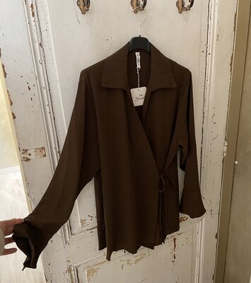 Annelies strik blouse bruin