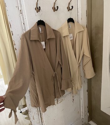 Annelies strik blouse taupe