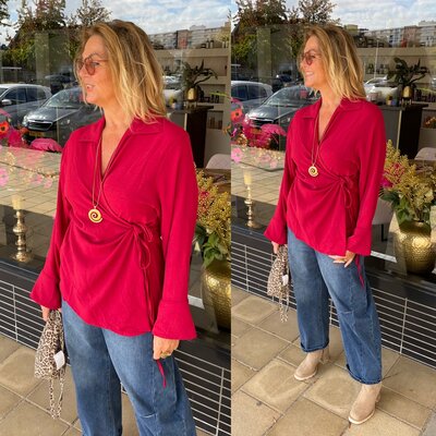 Annelies strik blouse bordeaux