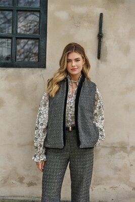 C&S Lies blouse Wool White/Black