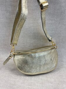Lederen schoudertas Metallic - goud
