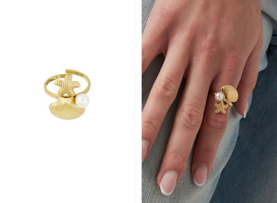 Ring sea side - Goud kleur